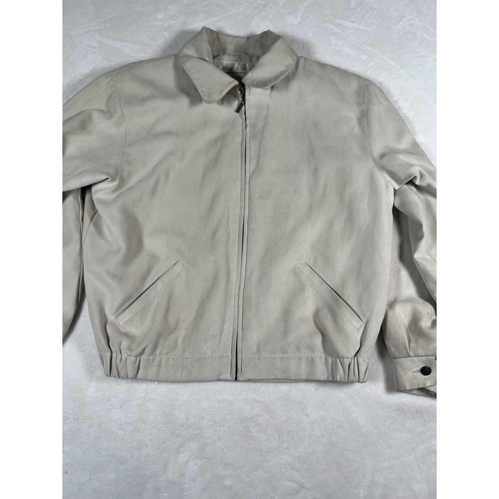 Tehama Jacket Womens Medium Beige‎ Zip Front Lined Golf Bomber Casual Outerwear